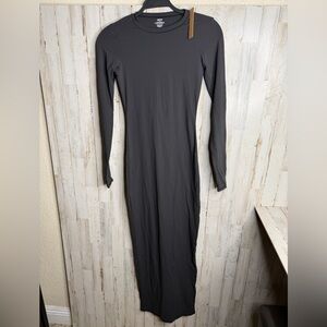 SKIMS Long Sleeve Maxi Dress in Onyx